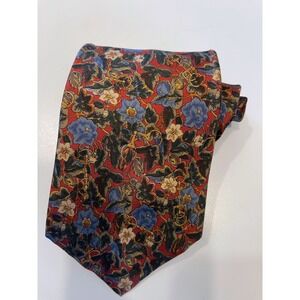 Bert Pulitzer Collectors Edition Floral Red Gold Silk Mens Tie
